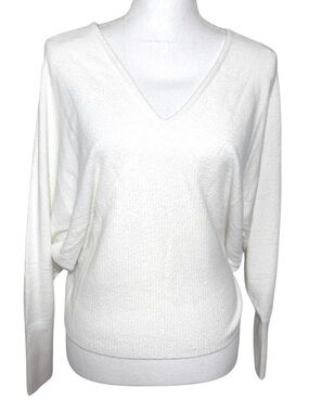 NWT Bobi Black Los Angeles Women V-Neck Ivory Dolman Sleeve Sweater Size Small